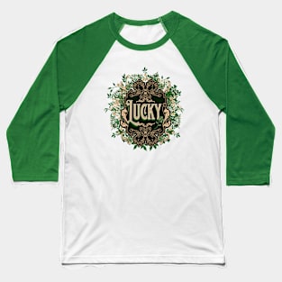 Vintage Victorian Floral Lucky Shamrocks Baseball T-Shirt